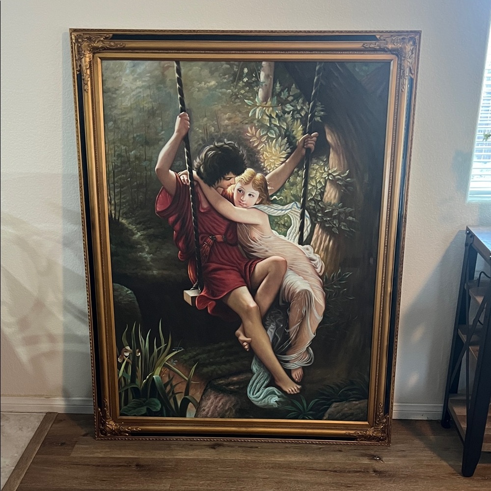 Romantic Swinging Couple Framed Art